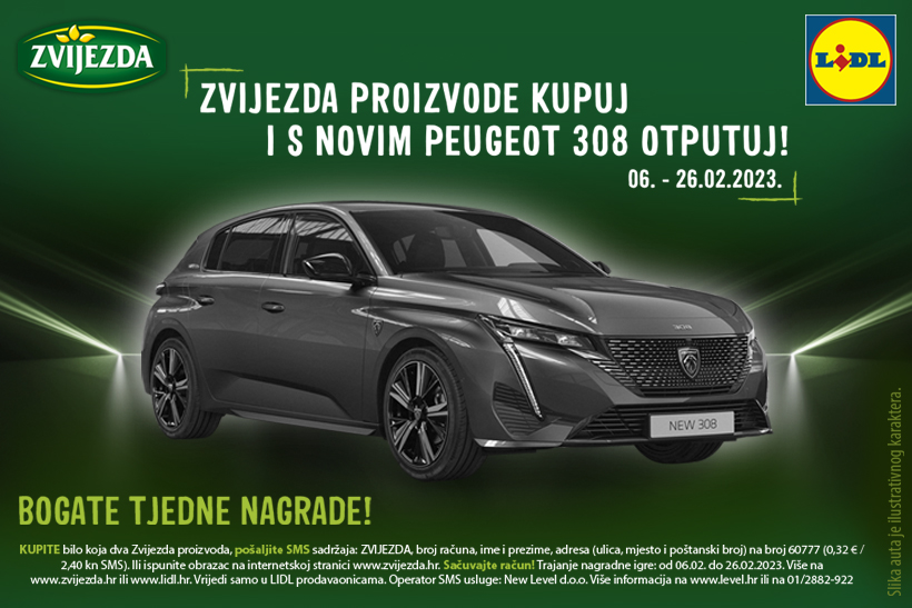 Objava dobitnika nagradne igre „Zvijezda proizvode kupuj i s novim Peugeotom 308 otputuj“ – Treći tjedan i glavna nagrada Objava dobitnika nagradne igre „Zvijezda proizvode kupuj i s novim Peugeotom 308 otputuj“ – Treći tjedan i glavna nagrada